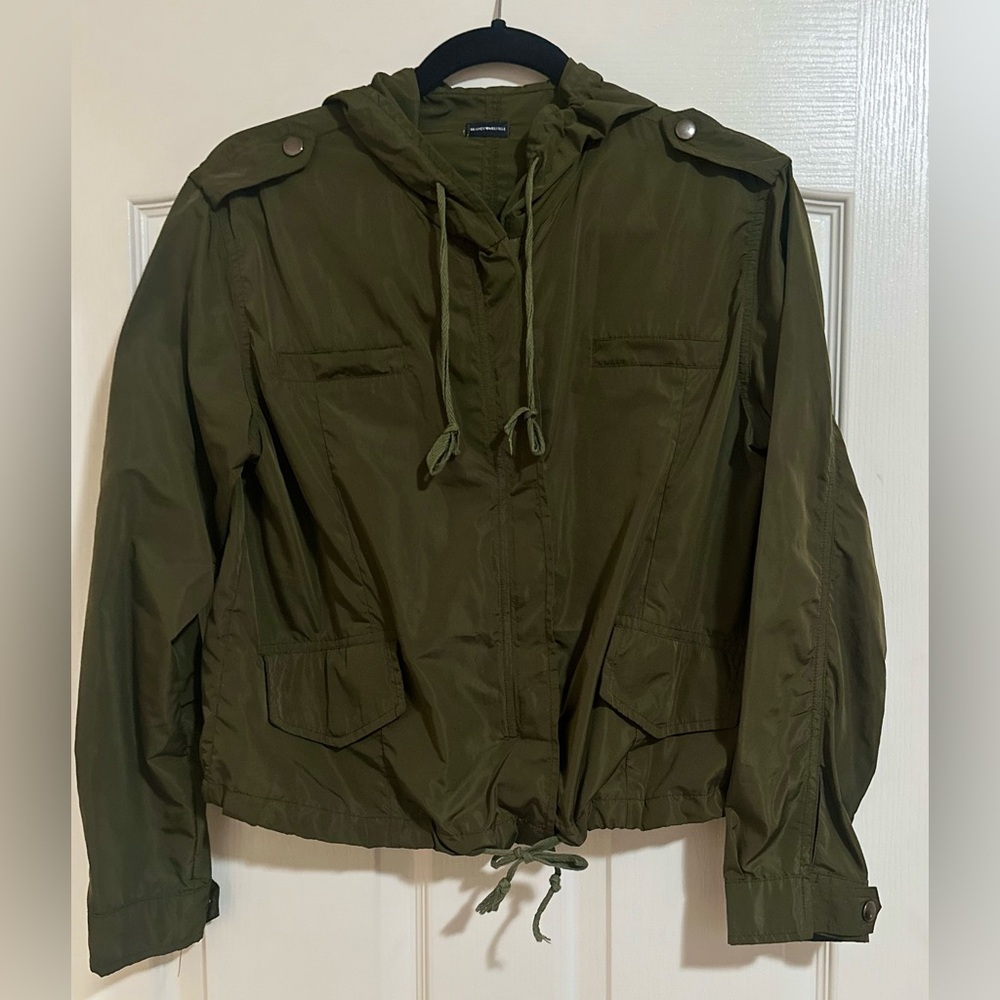 Brandy Melville Zipper Green Nylon Jacket. One Size.